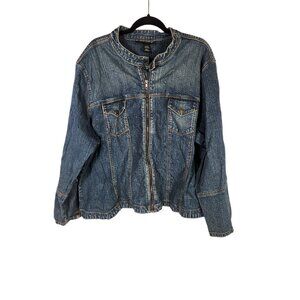 NOS Venezia Womens Denim Biker Jacket Y2K Rocker 26/28